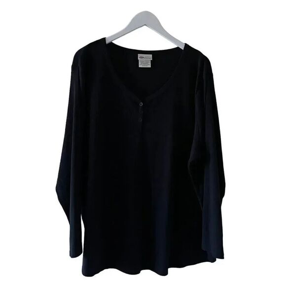 Dickies V-Neck Henley Jersey Knit Long Sleeves Black Cotton Blend Soft 3X # 1304 - Picture 1 of 12